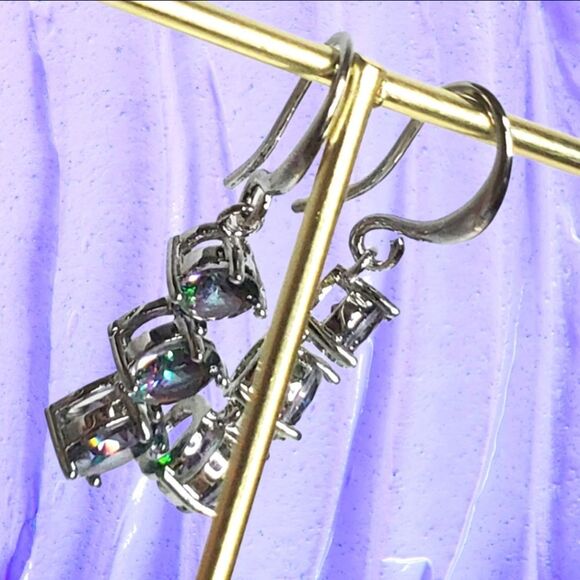 Rainbow Mystic Topaz Drop Dangle Earrings on 925 Sterling Silver - Picture 3 of 7